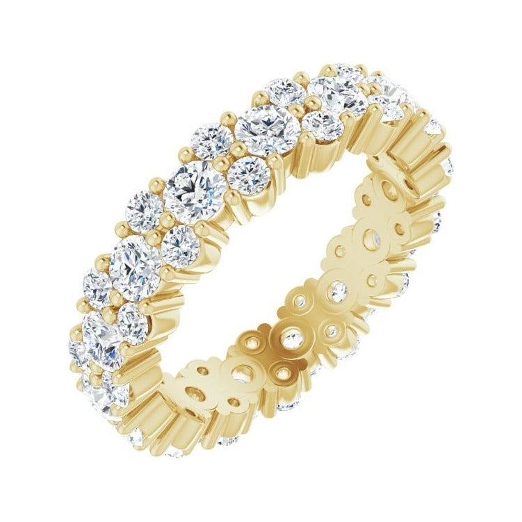 Sapphire Row Lab-Grown Diamond Cluster Eternity Band - 14K Yellow Gold, 4