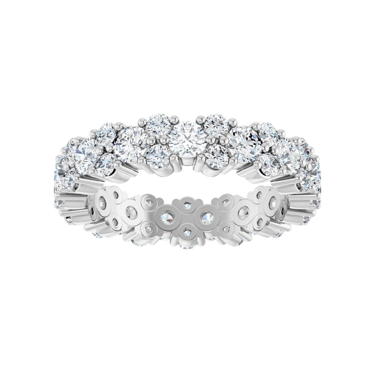 Sapphire Row Lab-Grown Diamond Cluster Eternity Band - 14K White Gold, 4.5 (view 3)