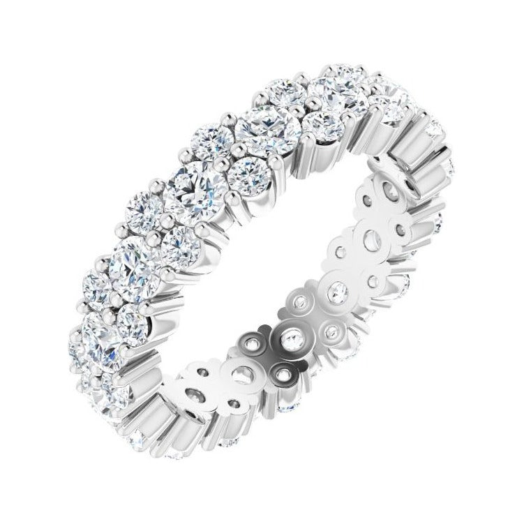 Sapphire Row Lab-Grown Diamond Cluster Eternity Band - 14K White Gold, 4