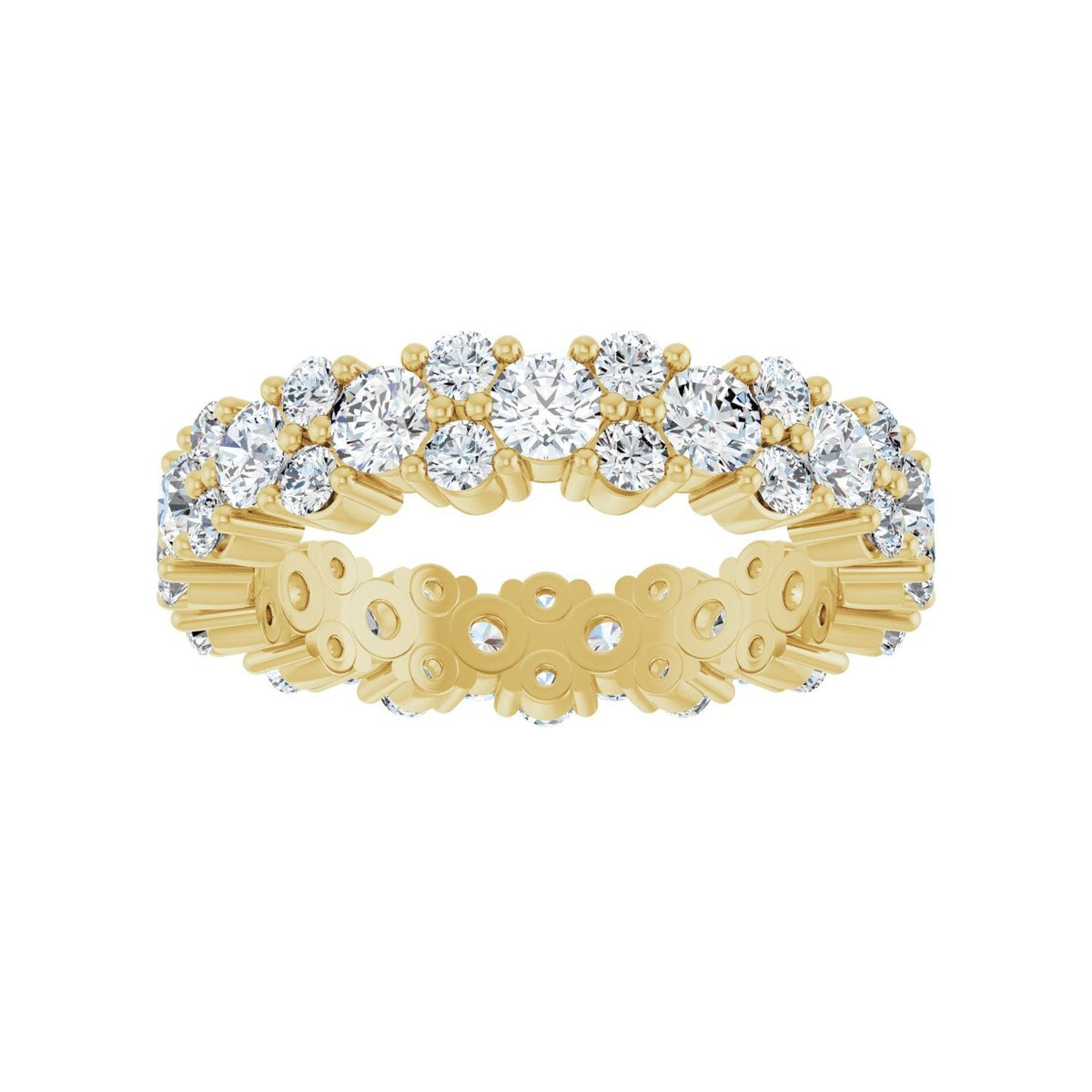 Sapphire Row Lab-Grown Diamond Cluster Eternity Band - 14K Yellow Gold, 4.5 (view 3)