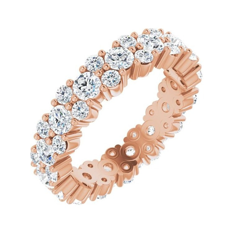 Sapphire Row Lab-Grown Diamond Cluster Eternity Band - 14K Rose Gold, 4