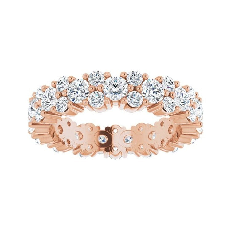 Sapphire Row Lab-Grown Diamond Cluster Eternity Band - 14K Rose Gold, 4 (view 3)