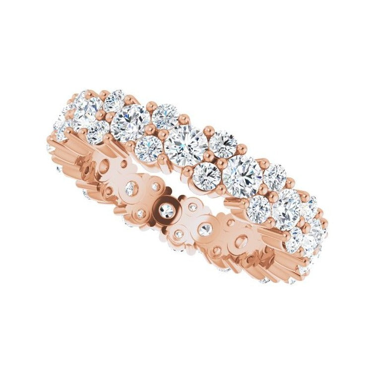 Sapphire Row Lab-Grown Diamond Cluster Eternity Band - 14K Rose Gold, 4 (view 5)