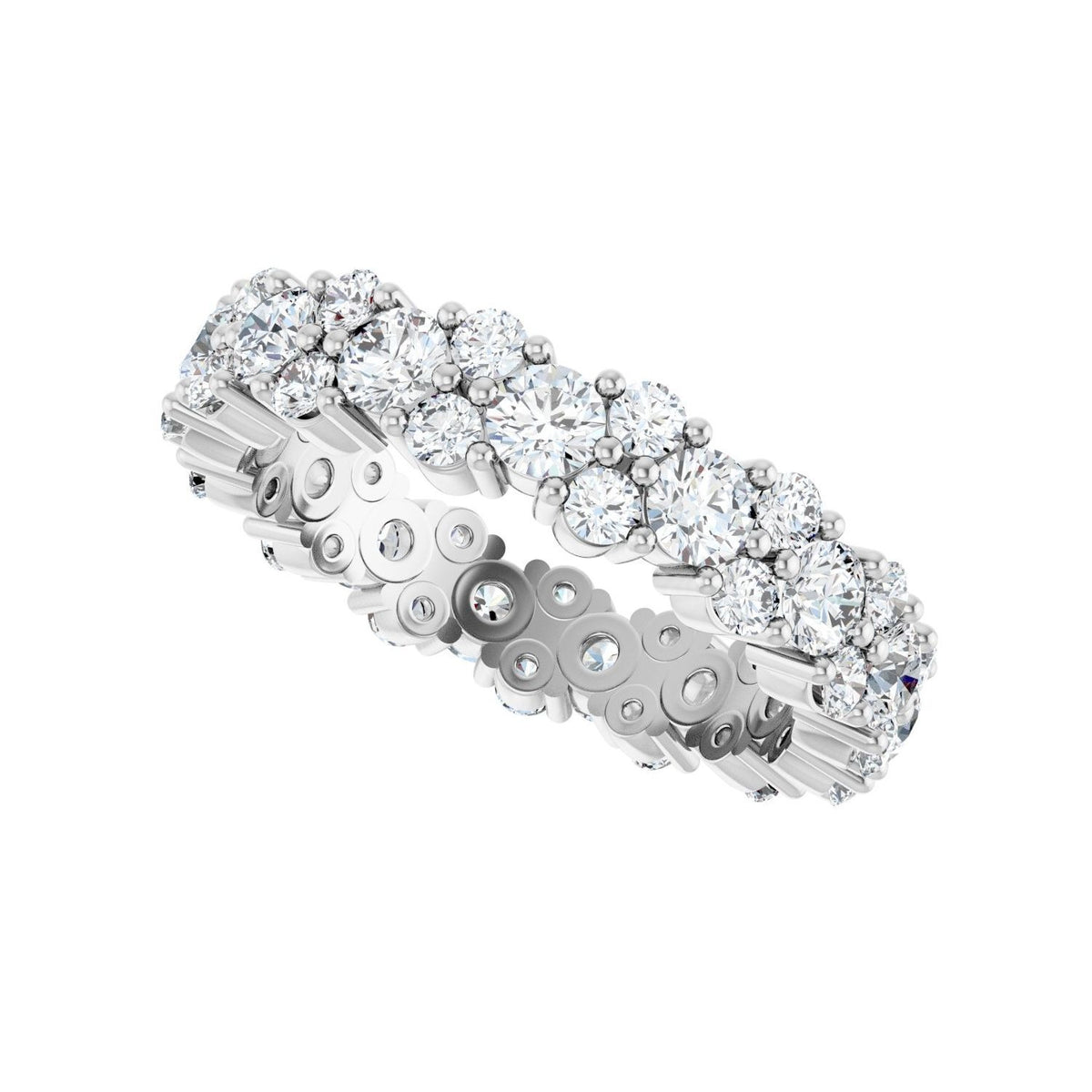Sapphire Row Lab-Grown Diamond Cluster Eternity Band - 14K White Gold (view 5)