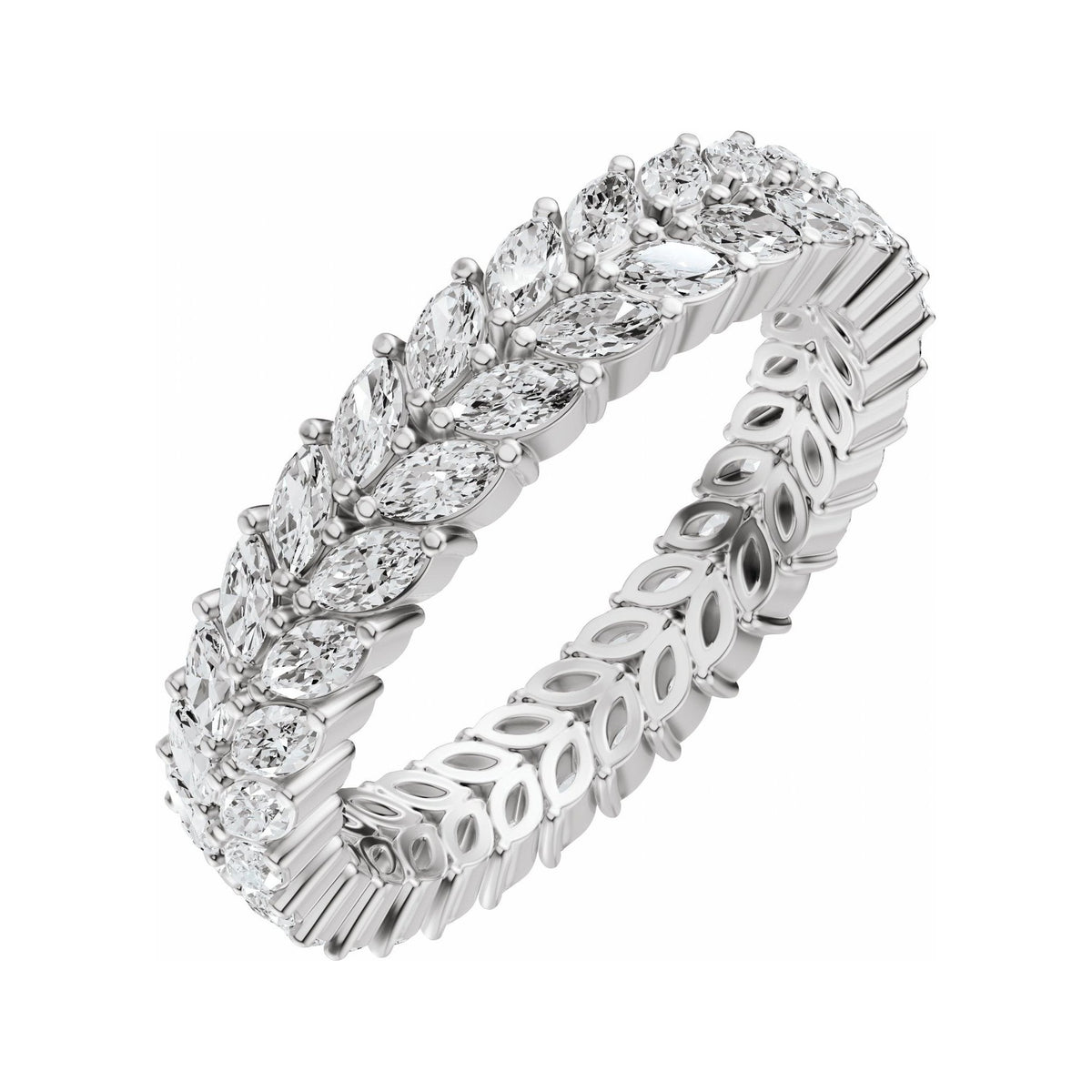Sapphire Row Natural Diamond Double Marquise Eternity Band - Platinum
