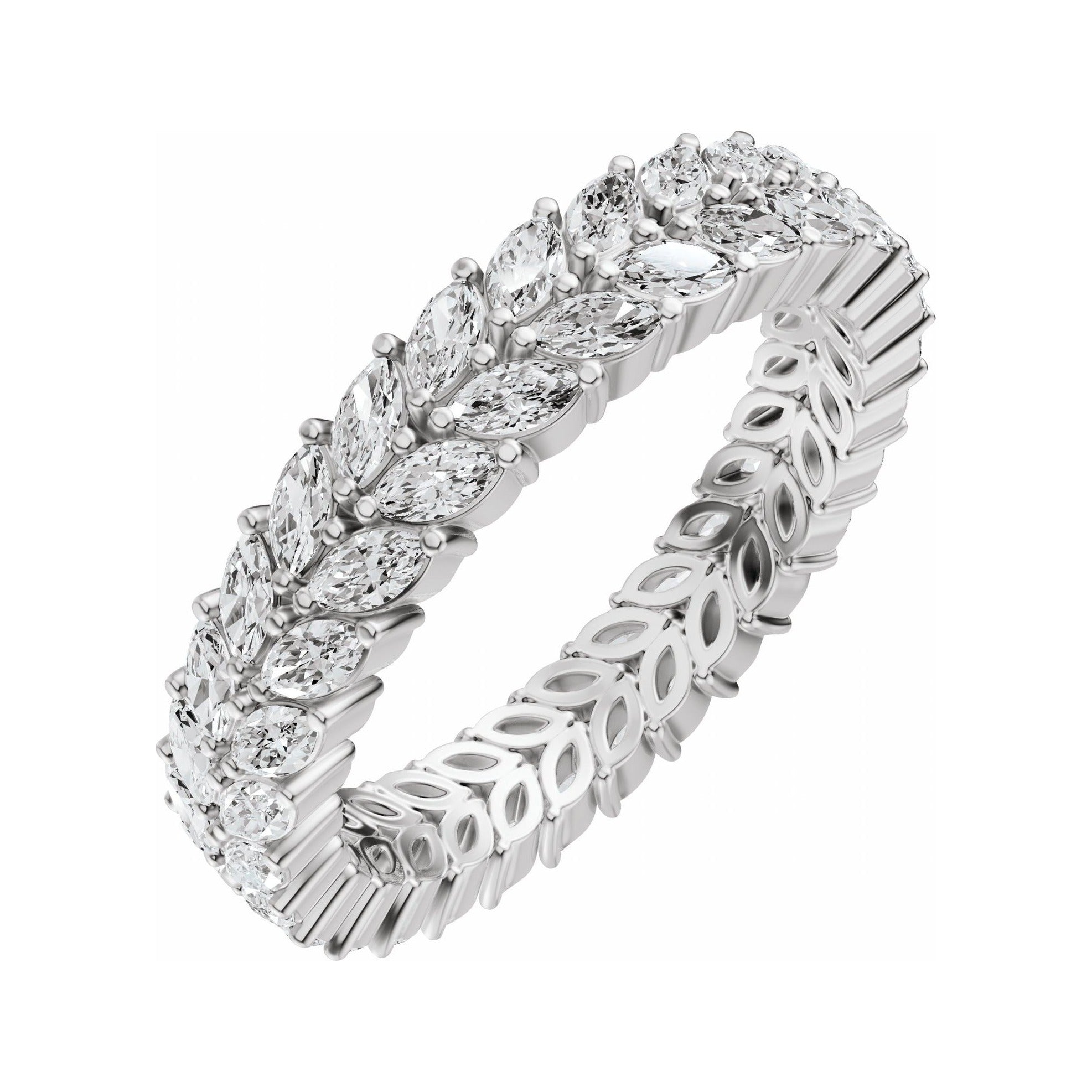 Sapphire Row Lab-Grown Diamond Double Marquise Eternity Band - 14K White Gold