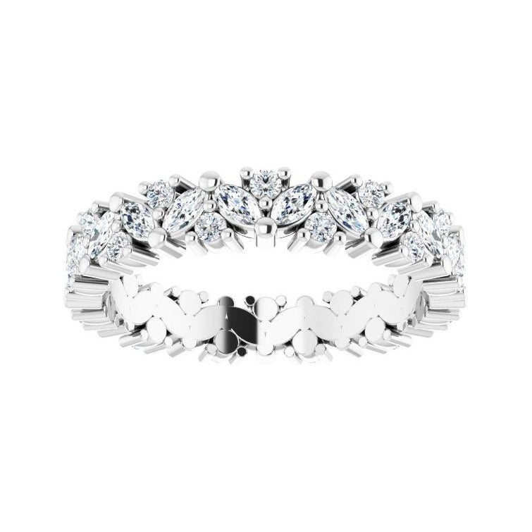 Sapphire Row Natural Diamond Marquise Cluster Band - Platinum, 6 (view 3)