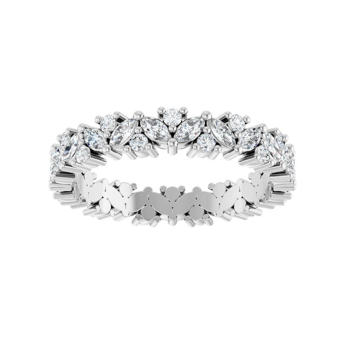 Sapphire Row Natural Diamond Marquise Cluster Band - Platinum, 7 (view 3)