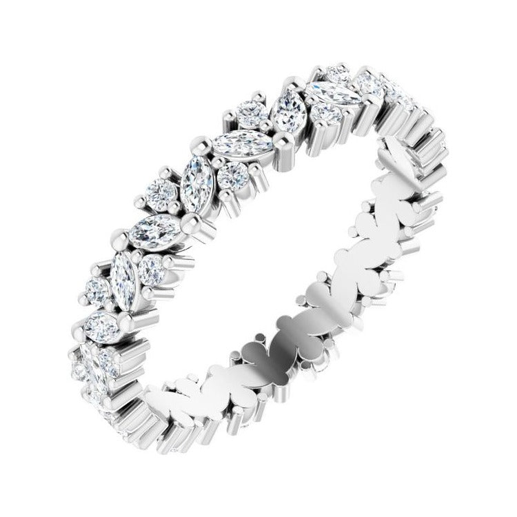 Sapphire Row Natural Diamond Marquise Cluster Band - Platinum, 8
