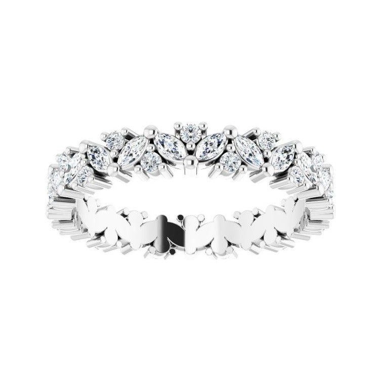 Sapphire Row Natural Diamond Marquise Cluster Band - Platinum, 8 (view 3)