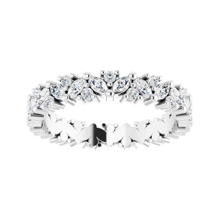 Sapphire Row Natural Diamond Marquise Cluster Band - Platinum, 7.5 (view 3)