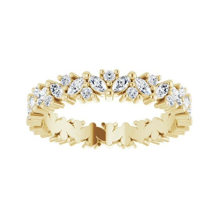 Sapphire Row Natural Diamond Marquise Cluster Band - 14K Yellow Gold, 7.5 (view 3)