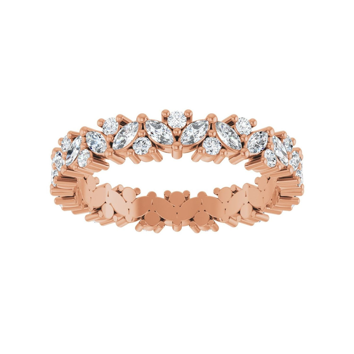 Sapphire Row Natural Diamond Marquise Cluster Band - 14K Rose Gold, 7 (view 3)