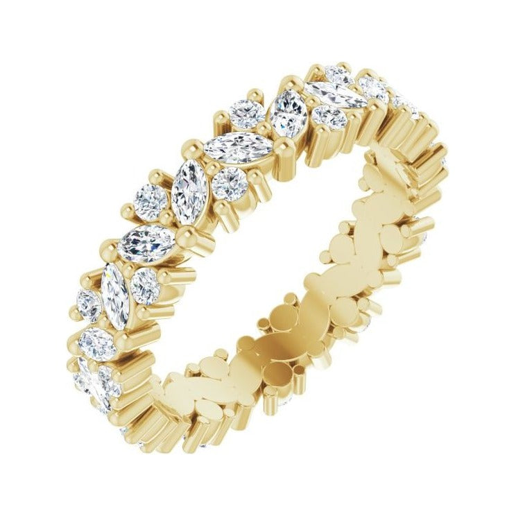 Sapphire Row Lab-Grown Diamond Marquise Cluster Band - 14K Yellow Gold, 4