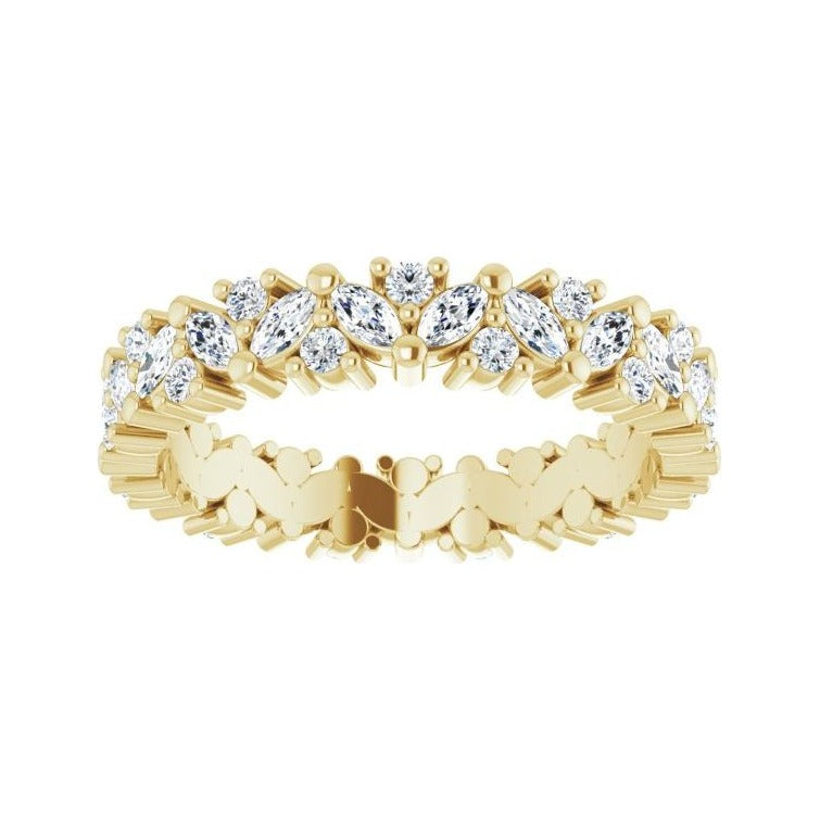 Sapphire Row Lab-Grown Diamond Marquise Cluster Band - 14K Yellow Gold, 6 (view 3)