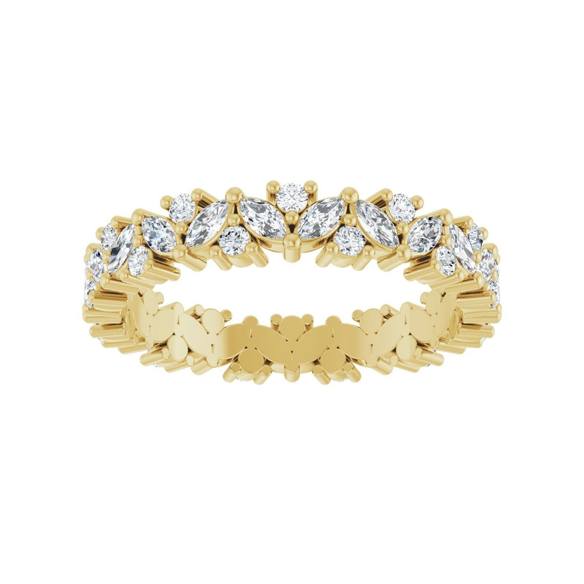 Sapphire Row Lab-Grown Diamond Marquise Cluster Band - 14K Yellow Gold, 7 (view 3)