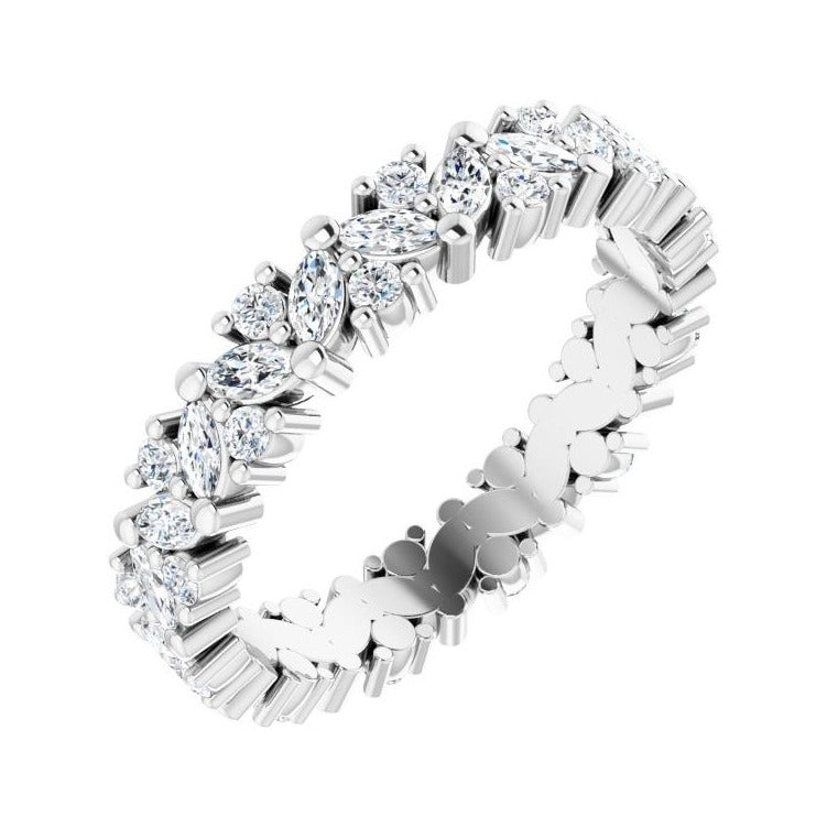 Sapphire Row Lab-Grown Diamond Marquise Cluster Band - Platinum, 6