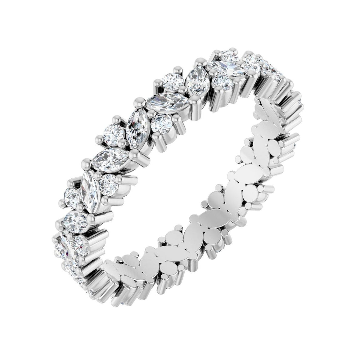 Sapphire Row Lab-Grown Diamond Marquise Cluster Band - Platinum, 7