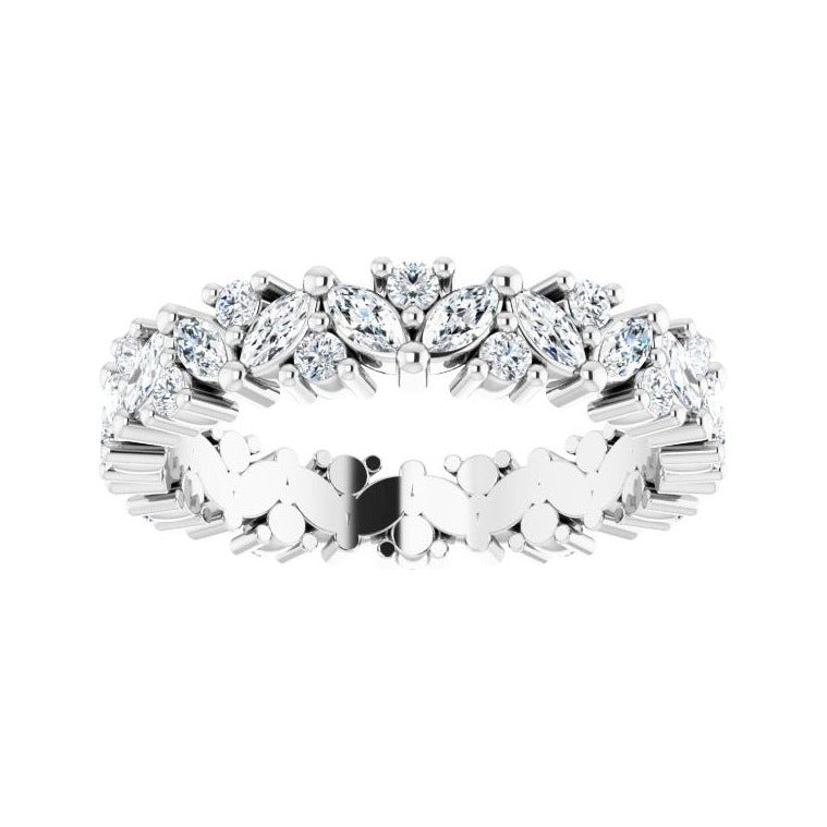 Sapphire Row Lab-Grown Diamond Marquise Cluster Band - Platinum, 4.5 (view 3)