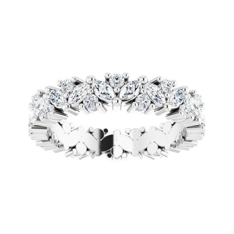 Sapphire Row Lab-Grown Diamond Marquise Cluster Band - 14K White Gold, 4 (view 3)