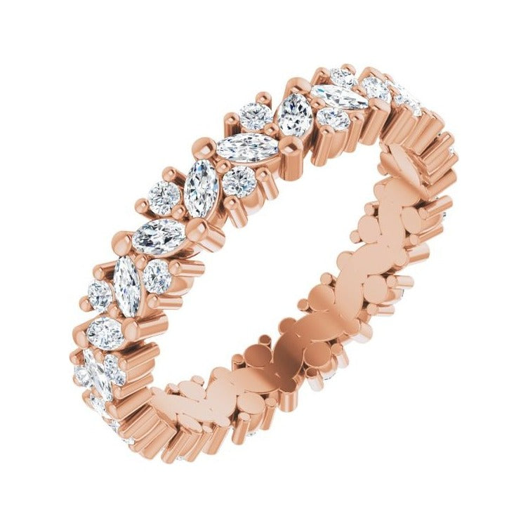 Sapphire Row Lab-Grown Diamond Marquise Cluster Band - 14K Rose Gold, 6
