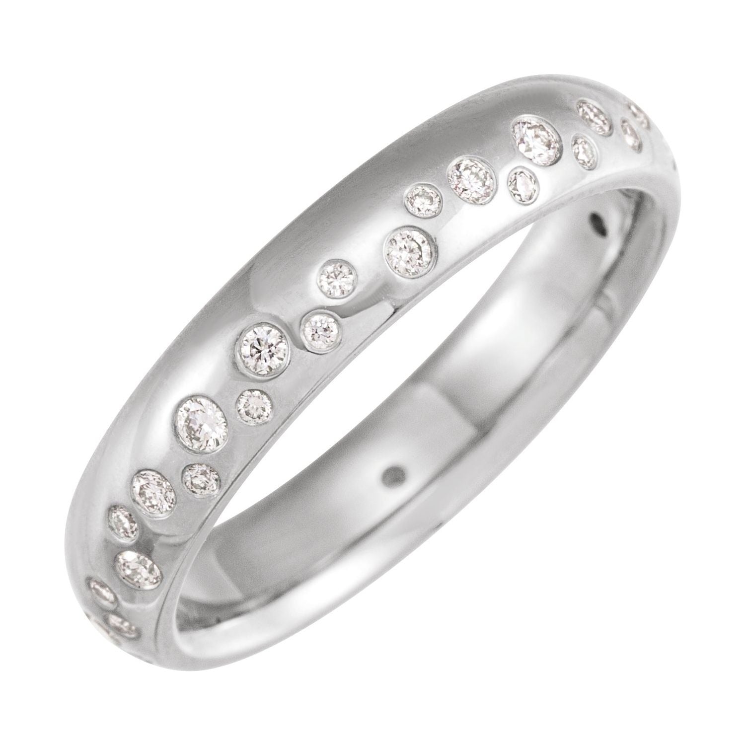 Sapphire Row Natural Diamond Flush-Set Scatter Band - 14K White Gold