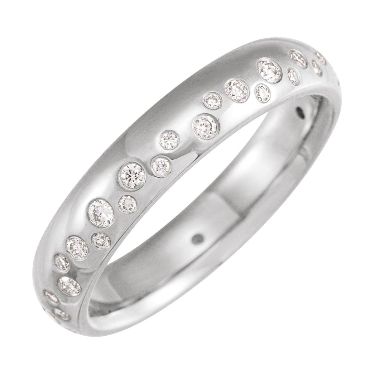 Sapphire Row Lab-Grown Diamond Flush-Set Scatter Band - 14K White Gold