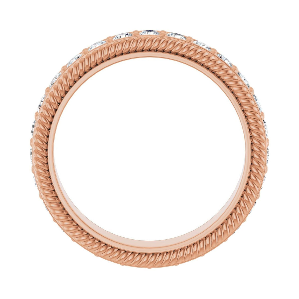 Sapphire Row Natural Diamond Rope-Edge Eternity Band - 14K Rose Gold, 2 mm, 5 (view 2)