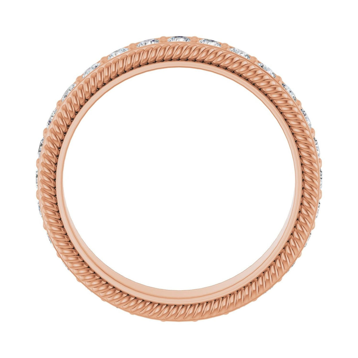 Sapphire Row Natural Diamond Rope-Edge Eternity Band - 14K Rose Gold, 2 mm, 6 (view 2)