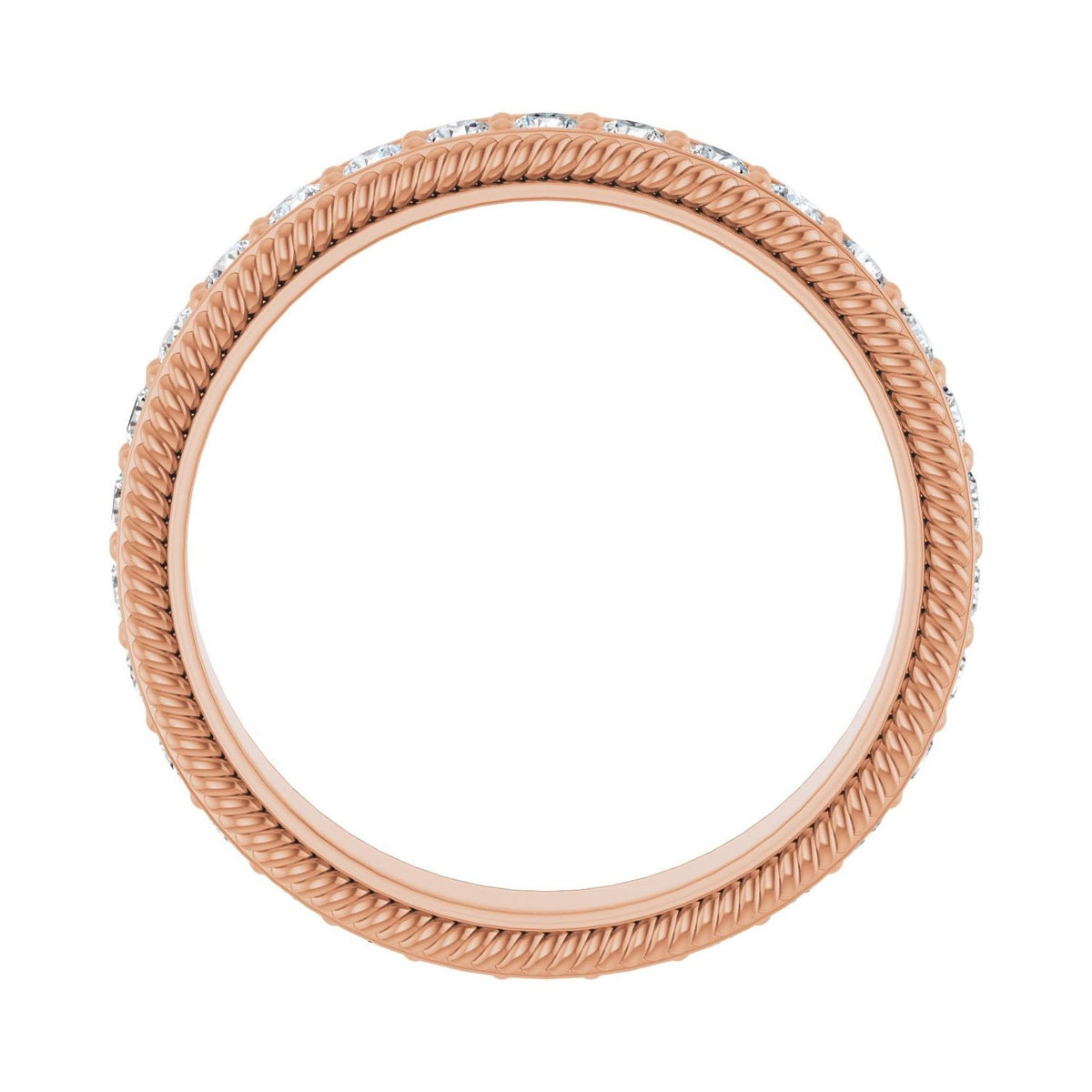 Sapphire Row Natural Diamond Rope-Edge Eternity Band - 14K Rose Gold, 2 mm, 8 (view 2)