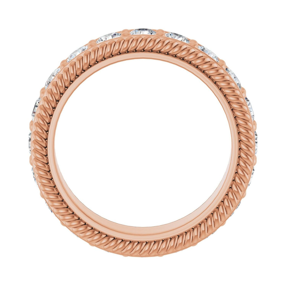 Sapphire Row Natural Diamond Rope-Edge Eternity Band - 14K Rose Gold, 3 mm, 6 (view 2)