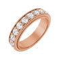 Sapphire Row Natural Diamond Rope-Edge Eternity Band - 14K Rose Gold, 3 mm, 8