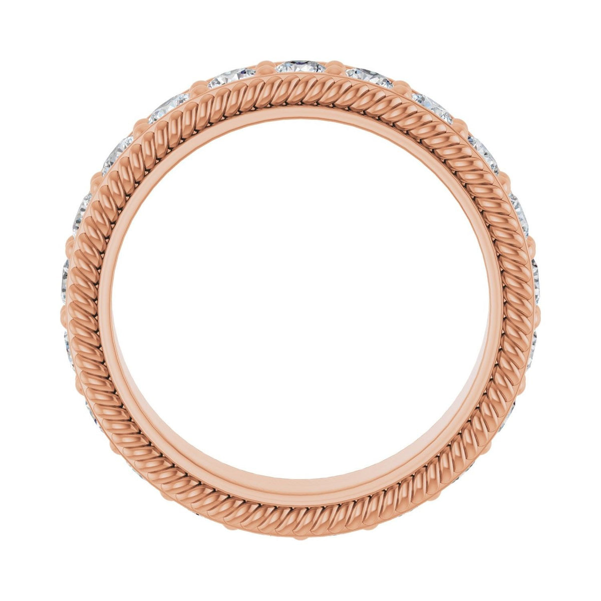 Sapphire Row Natural Diamond Rope-Edge Eternity Band - 14K Rose Gold, 3 mm, 8 (view 2)