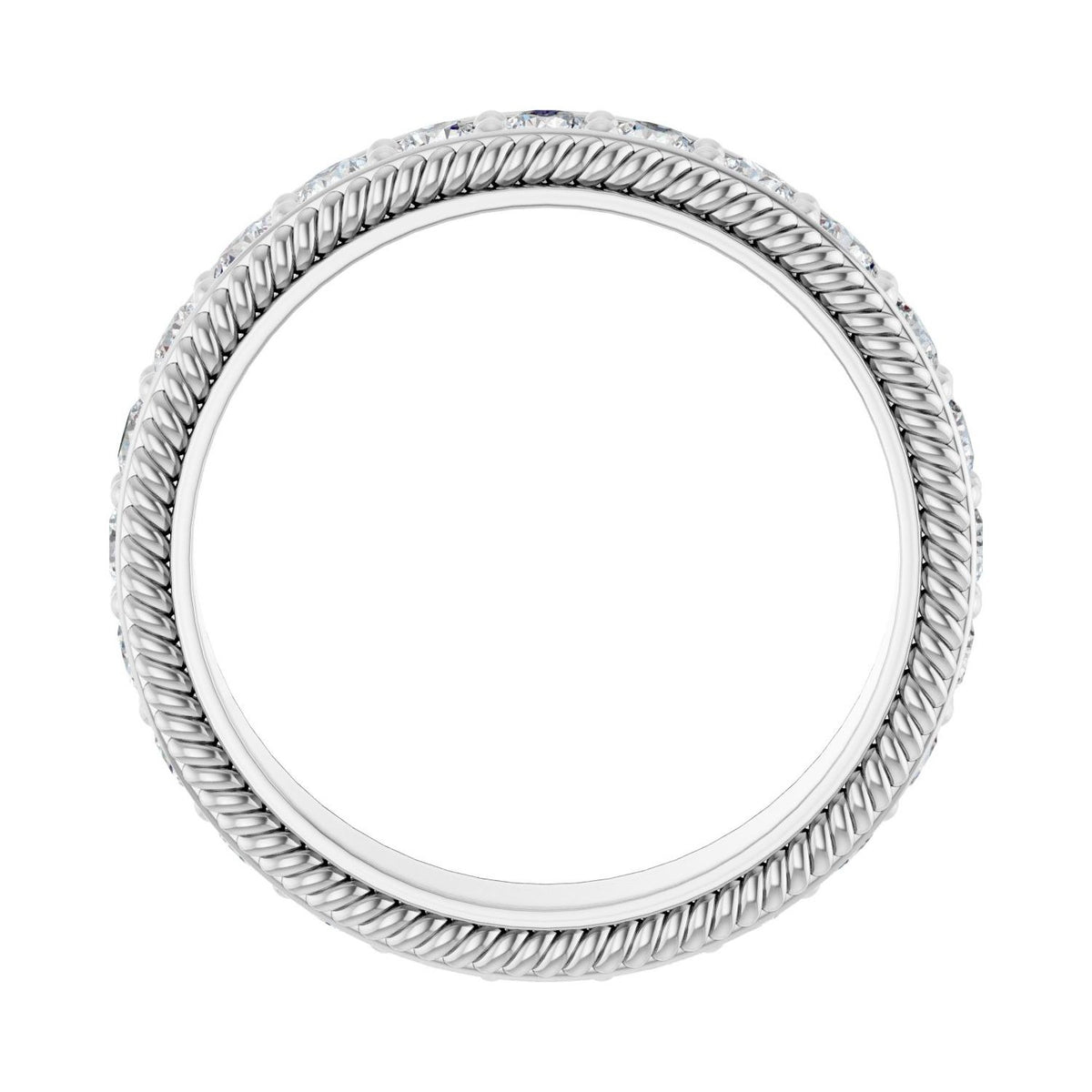 Sapphire Row Natural Diamond Rope-Edge Eternity Band - 14K White Gold, 2.5 mm, 7.5 (view 2)