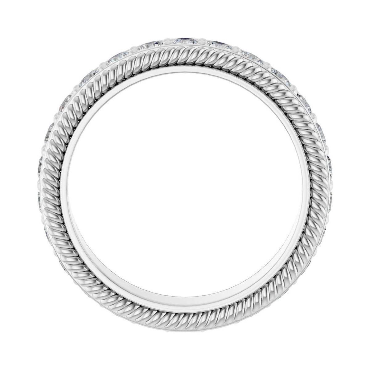 Sapphire Row Natural Diamond Rope-Edge Eternity Band - Platinum, 2 mm, 4 (view 2)