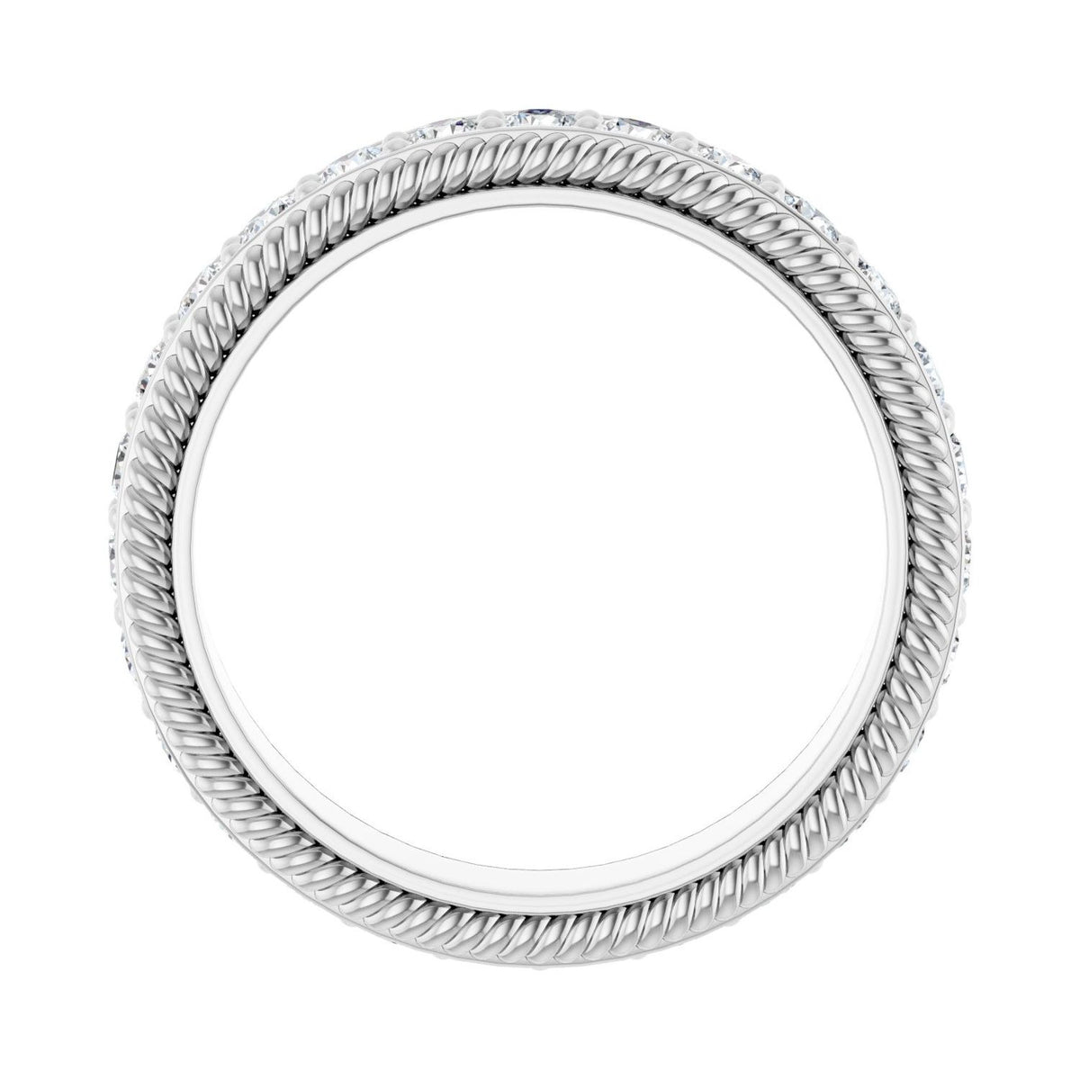 Sapphire Row Natural Diamond Rope-Edge Eternity Band - 14K White Gold, 2 mm, 5 (view 2)