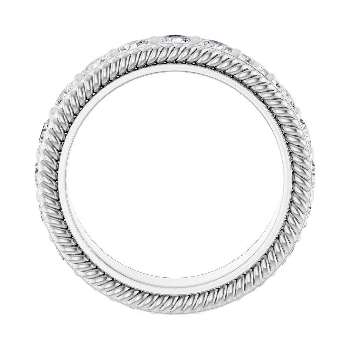 Sapphire Row Natural Diamond Rope-Edge Eternity Band - 14K White Gold, 3 mm, 6 (view 2)
