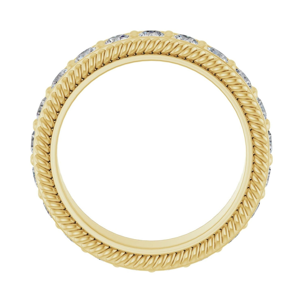 Sapphire Row Natural Diamond Rope-Edge Eternity Band - 14K Yellow Gold, 2.5 mm, 4.5 (view 2)