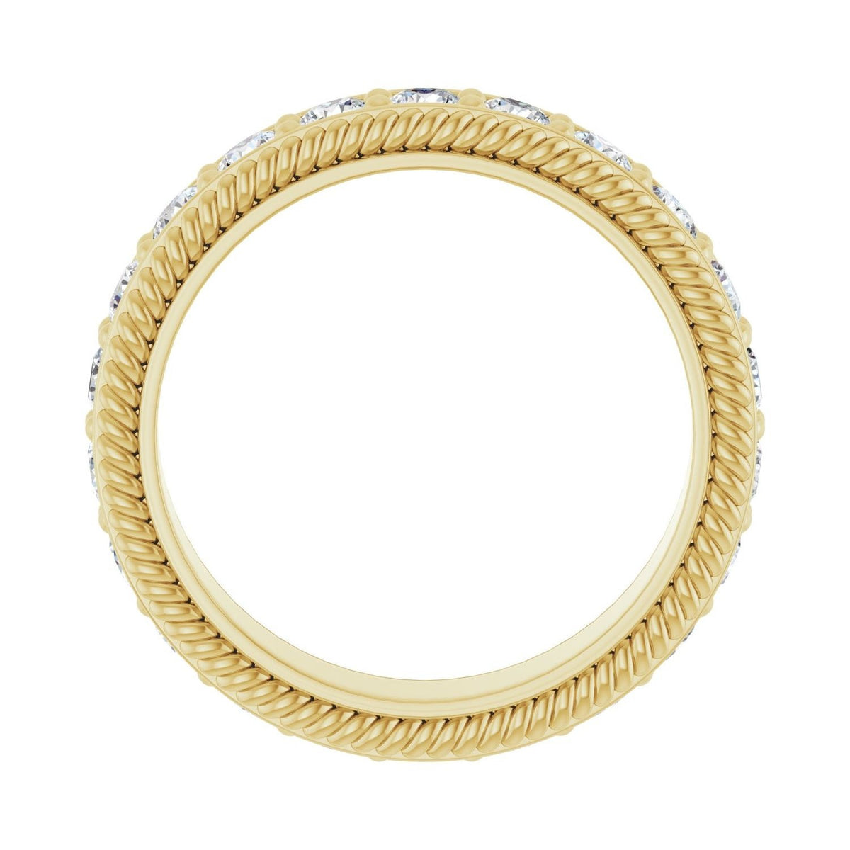 Sapphire Row Natural Diamond Rope-Edge Eternity Band - 14K Yellow Gold, 2.5 mm, 5.5 (view 2)