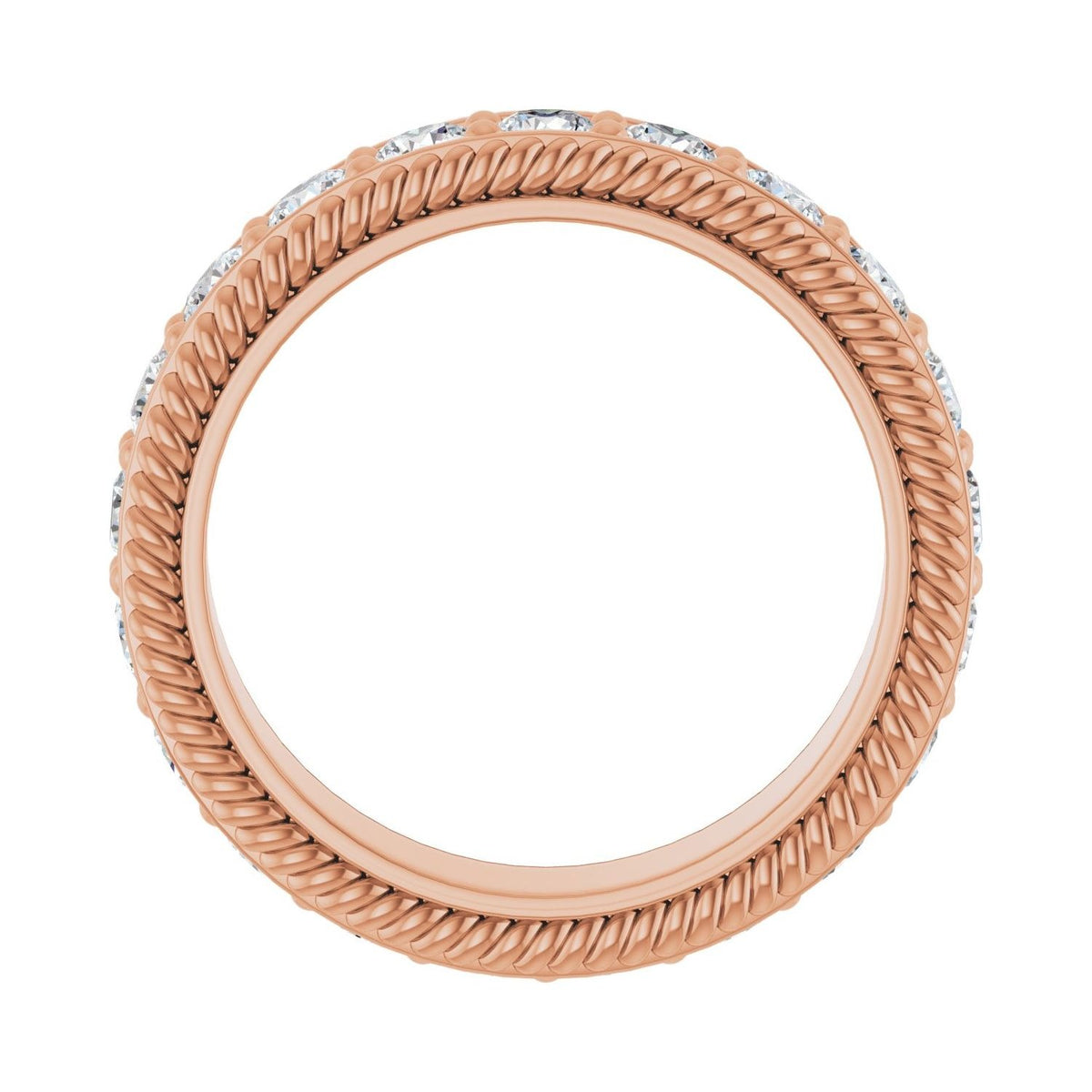 Sapphire Row Natural Diamond Rope-Edge Eternity Band - 14K Rose Gold, 2.5 mm, 4 (view 2)