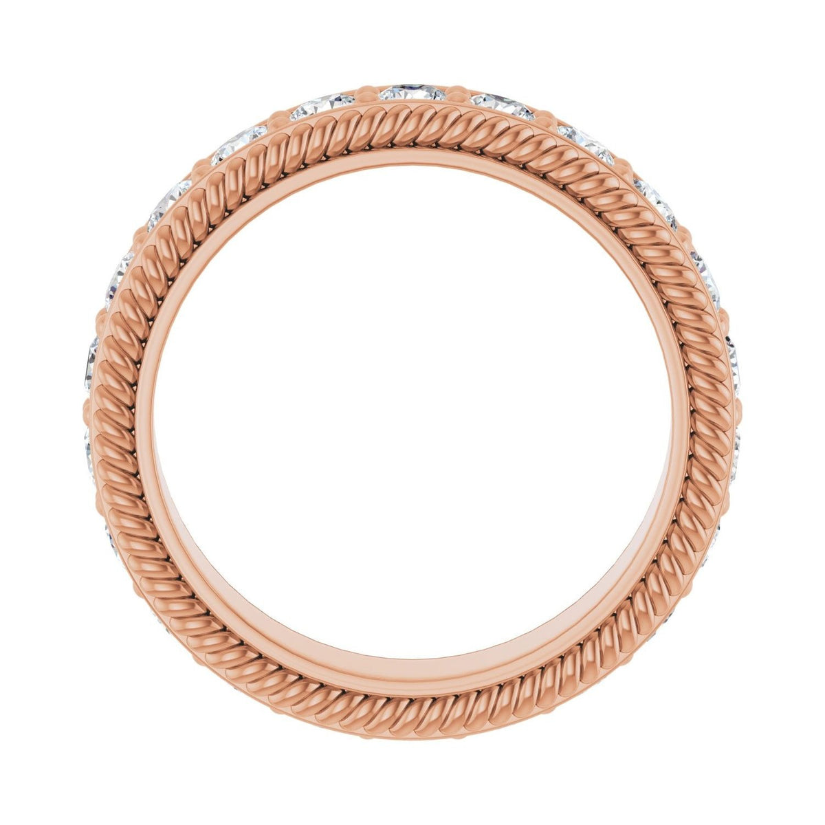 Sapphire Row Natural Diamond Rope-Edge Eternity Band - 14K Rose Gold, 2.5 mm, 5 (view 2)