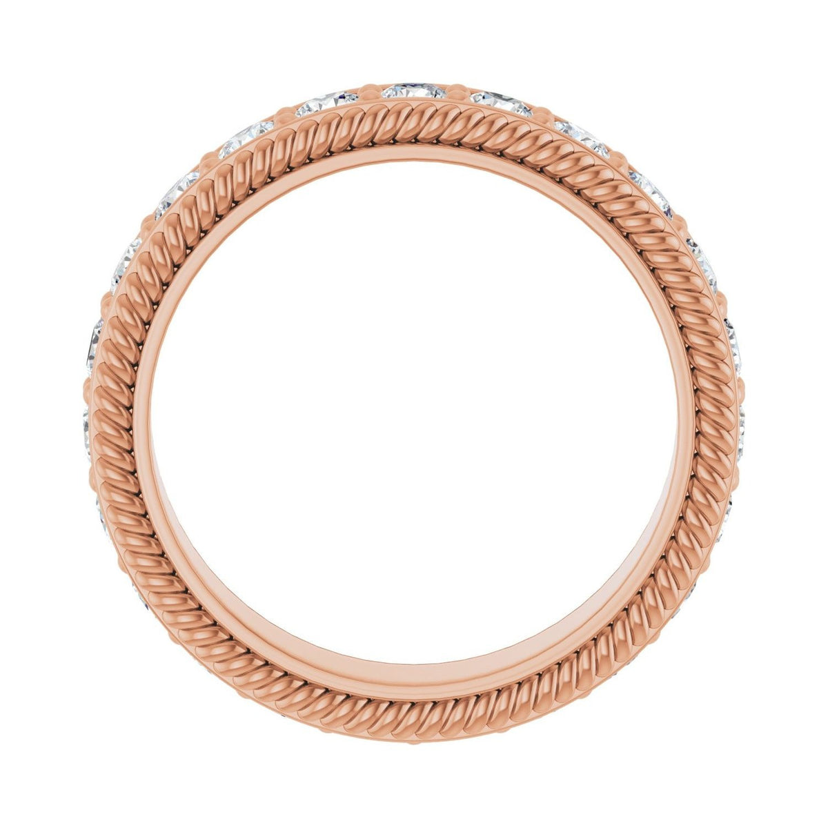 Sapphire Row Natural Diamond Rope-Edge Eternity Band - 14K Rose Gold, 2.5 mm, 6 (view 2)