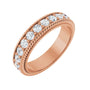 Sapphire Row Natural Diamond Rope-Edge Eternity Band - 14K Rose Gold, 2.5 mm, 7