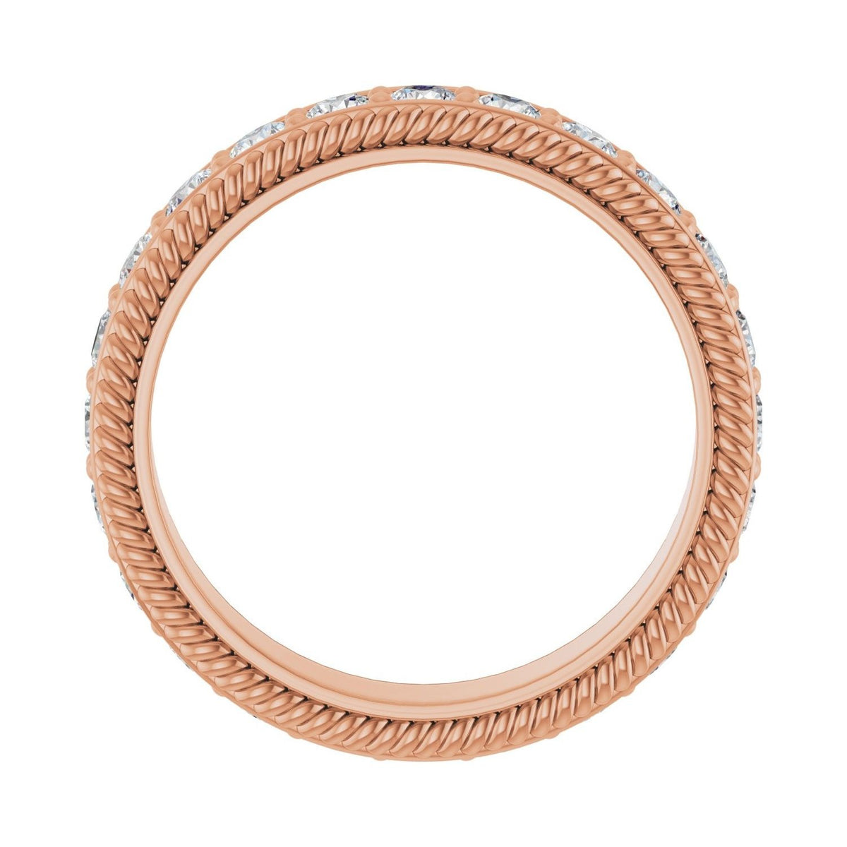 Sapphire Row Natural Diamond Rope-Edge Eternity Band - 14K Rose Gold, 2.5 mm, 7 (view 2)