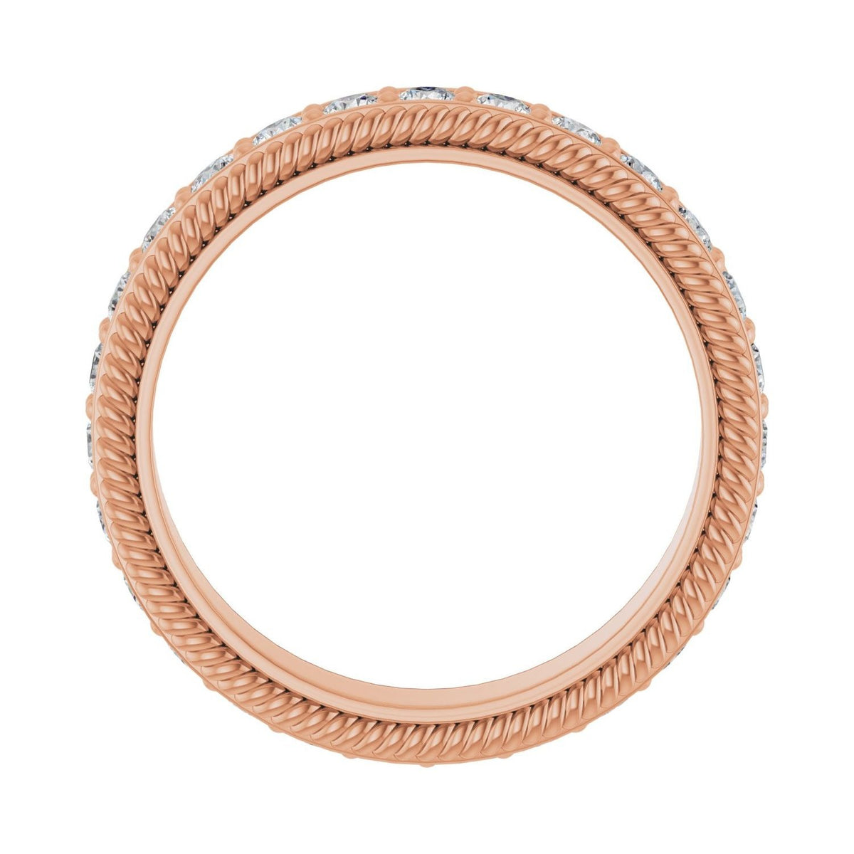 Sapphire Row Natural Diamond Rope-Edge Eternity Band - 14K Rose Gold, 2 mm, 5.5 (view 2)