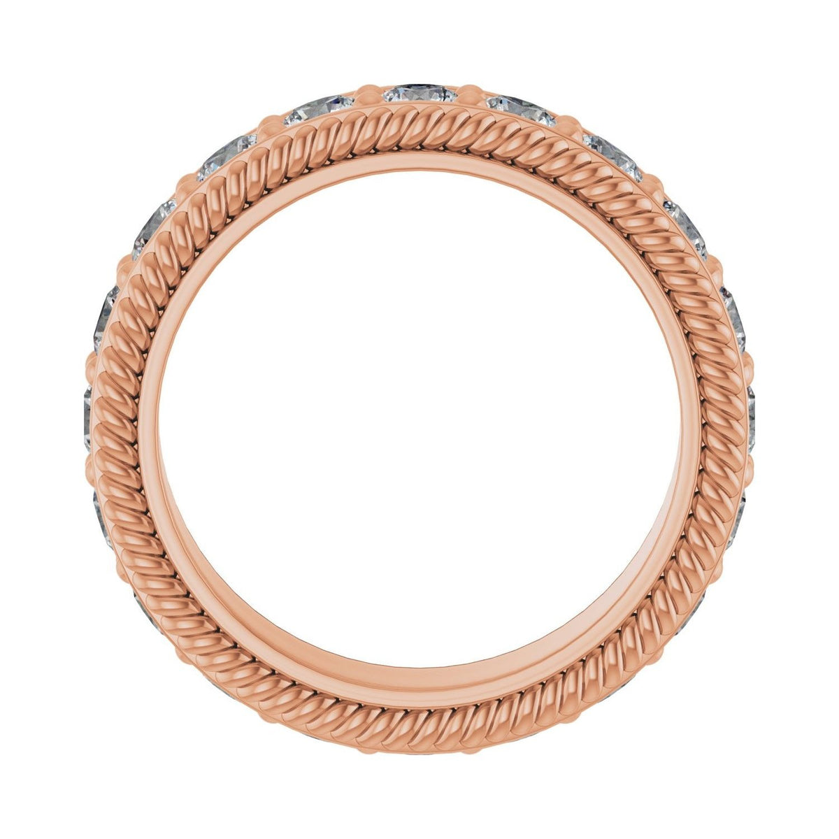 Sapphire Row Natural Diamond Rope-Edge Eternity Band - 14K Rose Gold, 3 mm, 6.5 (view 2)