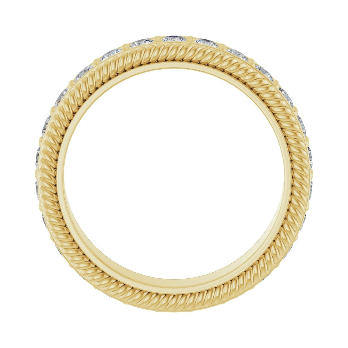 Sapphire Row Natural Diamond Rope-Edge Eternity Band - 14K Yellow Gold, 2 mm, 4 (view 2)
