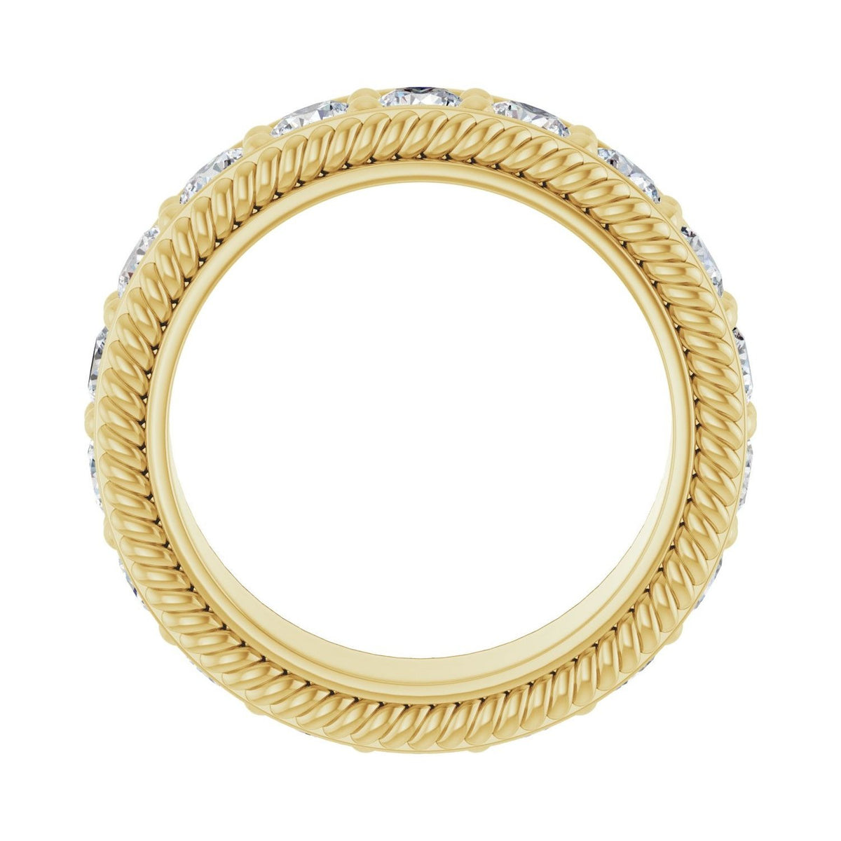 Sapphire Row Natural Diamond Rope-Edge Eternity Band - 14K Yellow Gold, 3 mm, 4 (view 2)