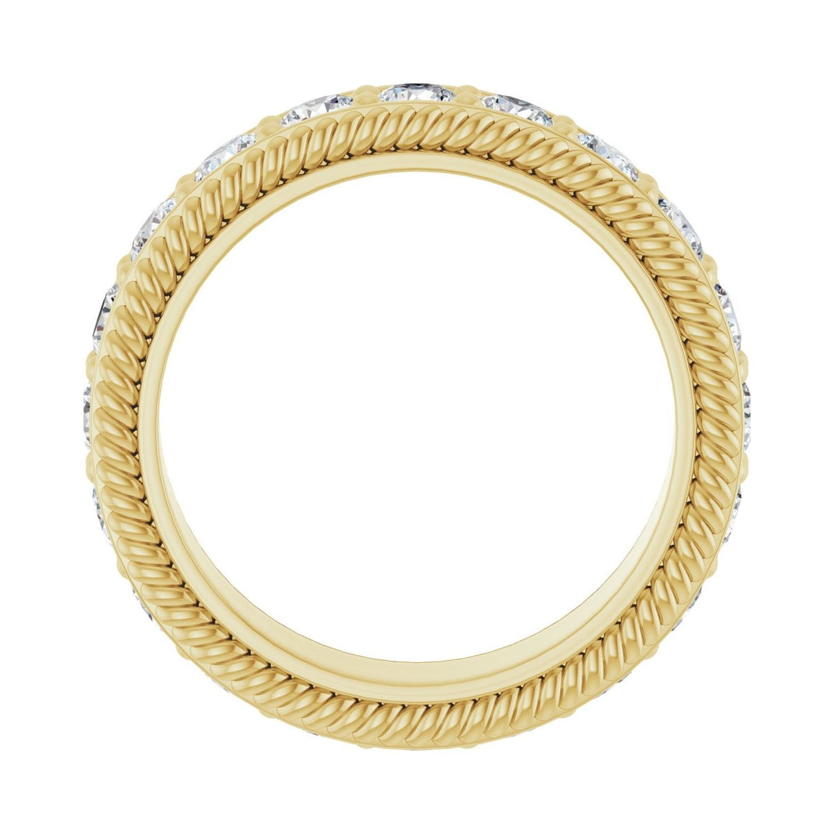 Sapphire Row Natural Diamond Rope-Edge Eternity Band - 14K Yellow Gold, 3 mm, 6 (view 2)