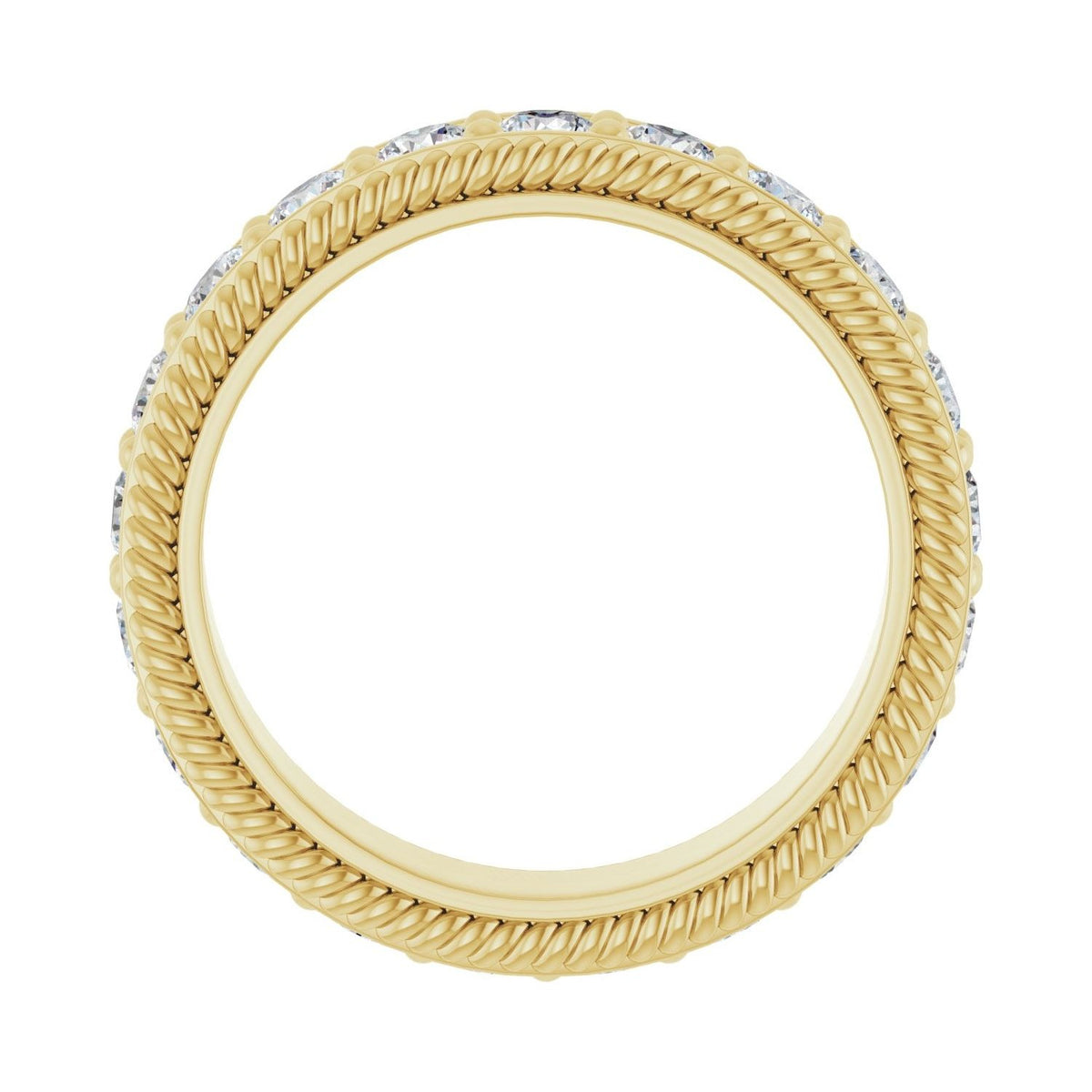 Sapphire Row Natural Diamond Rope-Edge Eternity Band - 14K Yellow Gold, 3 mm, 8 (view 2)